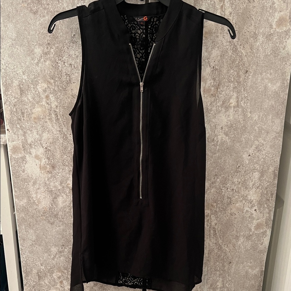 Black Sleeveless Top with Zipper